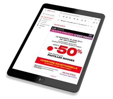 Tablette avec newsletter.