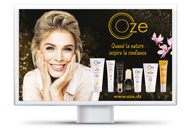 Ecran d'ordinateur présentant la gamme de produits OZE.