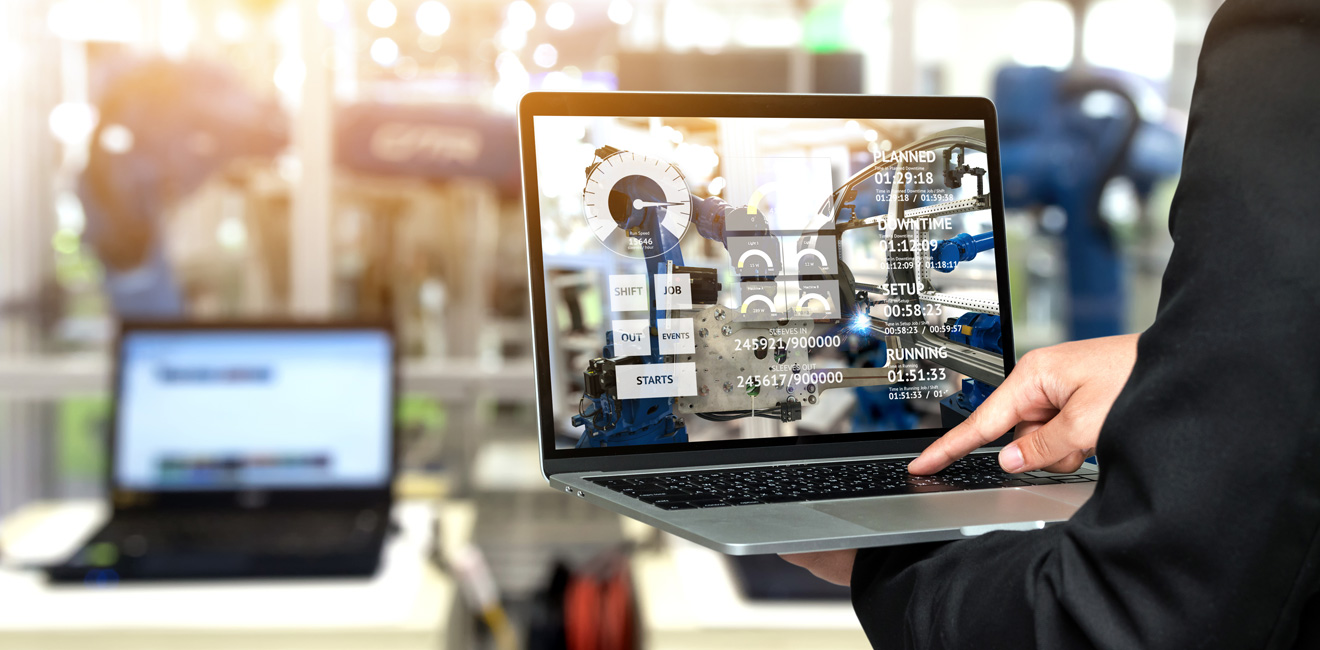 Un écran d'ordinateur connecté à une application numérique